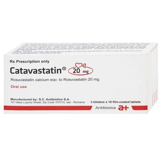 Thuốc Catavastatin 20mg Antibiotice điều trị tăng cholesterol máu và phòng ngừa biến cố tim mạch (3 vỉ x 10 viên)