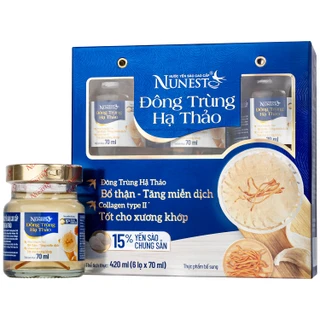 Nước Yến Sào Cao Cấp Nunest Đông Trùng Hạ Thảo 15% Yến (6 hũ x 70ml)