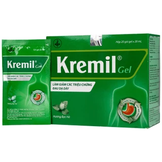 Thuốc Kremil Gel Bạc Hà United làm giảm các triệu chứng như khó tiêu, ợ nóng, đầy hơi (20 gói x 20ml)