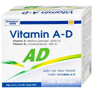 Thuốc Vitamin A-D Hdpharma dùng dự phòng và điều trị các triệu chứng do thiếu vitamin A - D (10 vỉ x 10 viên)