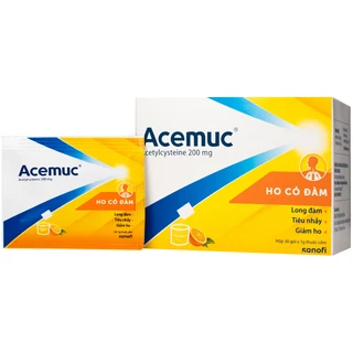 Thuốc cốm Acemuc Kids 200mg Sanofi long đàm, tiêu nhầy, giảm ho (30 gói x 1g)