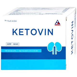 Thuốc Ketovin Vinphaco phòng ngừa và điều trị rối loạn chuyển hóa protein trong suy thận mạn (10 vỉ x 10 viên)