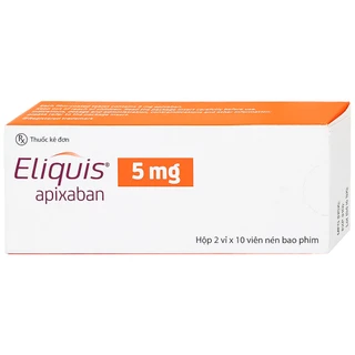 Thuốc Eliquis 5mg Pfizer giúp phòng ngừa biến cố thuyên tắc huyết khối tĩnh mạch (2 vỉ x 10 viên)