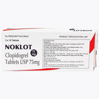 Thuốc Noklot 75mg Zydus phòng ngừa biến cố xơ vữa động mạch (3 vỉ x 10 viên)