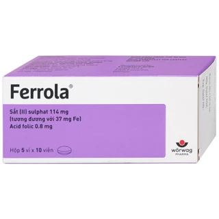 Thuốc Ferrola Worwag điều trị thiếu máu do thiếu sắt (5 vỉ x 10 viên)