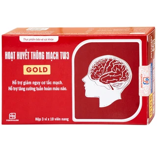 Viên uống hỗ trợ giảm nguy cơ tắc mạch, tăng tuần hoàn não Hoạt Huyết Thông Mạch Gold TW3 Foripharm (3 vỉ x 10 viên)