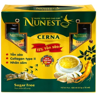 Nước Yến Sào Cao Cấp Nunest Cerna Dành Cho Người Tiểu Đường (6 hũ x 70ml)