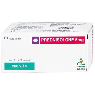 Thuốc Prednisolone 5mg TV.Pharm chống viêm, chống dị ứng và ức chế miễn dịch (10 vỉ x 20 viên)