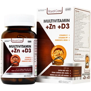 Viên uống hỗ trợ tăng cường sức khỏe nâng cao sức đề kháng Multivitamin +Zn +D3 Royal Care (60 viên)