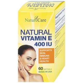 Viên uống giúp làm đẹp da, cải thiện sức khỏe da Natural Vitamin E 400 IU NatureCare (60 viên)