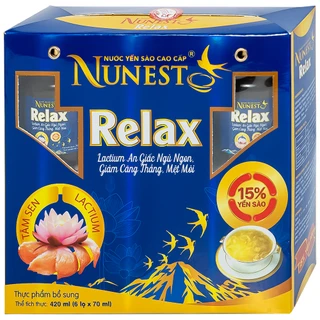 Nước Yến Sào Cao Cấp Nunest Relax - Ngủ Ngon, Giảm Căng Thẳng Mệt Mỏi (6 hũ x 70ml)