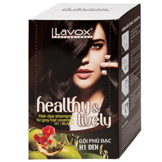Gội phủ bạc Healthy&Lively Color Shampoo Lavox H1 màu đen tự nhiên (10 gói x 30ml)