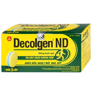 Thuốc Decolgen ND 500mg United giảm các triệu chứng cảm lạnh, cúm, sốt, đau họng, nghẹt mũi (30 vỉ x 4 viên)