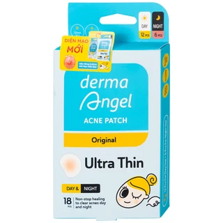 Miếng dán mụn ban ngày và đêm Derma Angel (12Đ + 6N miếng) hút mụn, làm lành vết thương sau mụn 