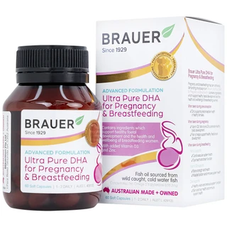 Viên uống hỗ trợ tăng cường sức khoẻ phụ nữ mang thai và cho con bú Brauer Ultra Pure DHA For Pregnancy & Breastfeeding (60 viên)