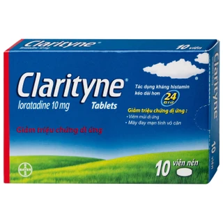 Thuốc Clarityne 10mg Bayer giảm các triệu chứng do viêm mũi dị ứng và mày đay mạn tính vô căn (1 vỉ x 10 viên)