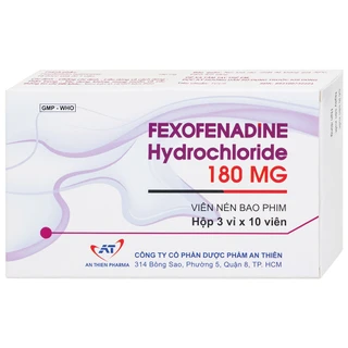 Thuốc Fexofenadine Hydrochloride 180mg An Thiên điều trị viêm mũi dị ứng theo mùa (3 vỉ x 10 viên)