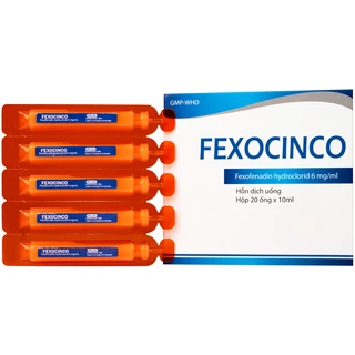 Thuốc Fexocinco 6mg Hà Nam điều trị triệu chứng viêm mũi dị ứng và mày đay mạn tính (20 ống x 10ml)