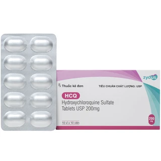 Thuốc HCQ 200mg Zydus phòng ngừa hoặc điều trị sốt rét cấp tính (10 vỉ x 10 viên)