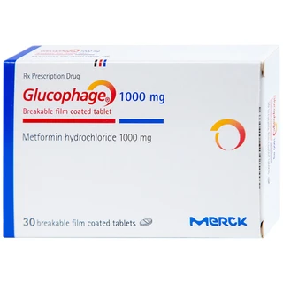 Thuốc Glucophage 1000mg Merck điều trị đái tháo đường típ 2 (2 vỉ x 15 viên)