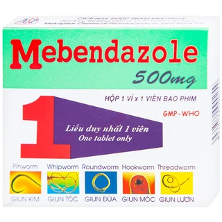 Viên nén Mebendazole 500mg Mekophar điều trị nhiễm một hay nhiều loại giun (1 viên)
