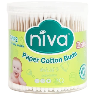 Tăm bông sơ sinh Niva BHP2 2 đầu tròn vệ sinh tai, mũi, vệ sinh cá nhân (400 que) 