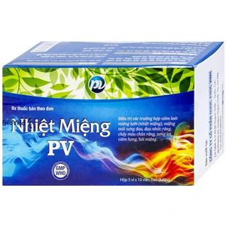 Thuốc Nhiệt Miệng PV điều trị viêm loét miệng, lưỡi và miệng môi sưng đau (5 vỉ x 10 viên)