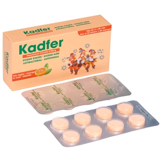 Viên ngậm Kadfer 0.25 Enlie điều trị viêm họng, đau vùng họng, viêm amidan, viêm lưỡi hay viêm miệng hoặc loét áp tơ hay tưa miệng ( 3 vỉ x 8 viên)