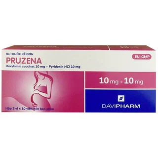 Thuốc Pruzena Davipharm điều trị buồn nôn và nôn mửa trong thai kỳ (3 vỉ x 10 viên)