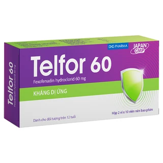 Thuốc Telfor 60 DHG điều trị các triệu chứng viêm mũi dị ứng (2 vỉ x 10 viên)
