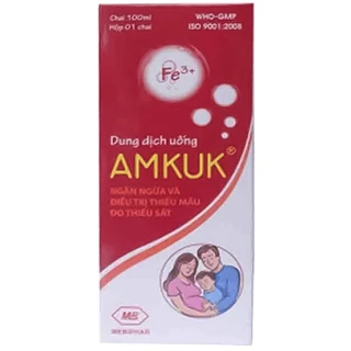 Dung dịch uống Amkuk 100ml Mebiphar ngăn ngừa và điều trị thiếu máu do thiếu sắt