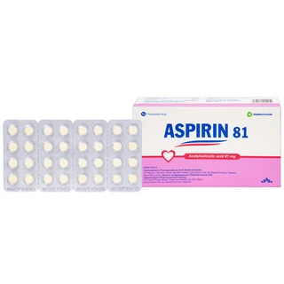 Thuốc Aspirin 81 Agimexpharm phòng ngừa nhồi máu cơ tim, đột quỵ (20 vỉ x 10 viên)