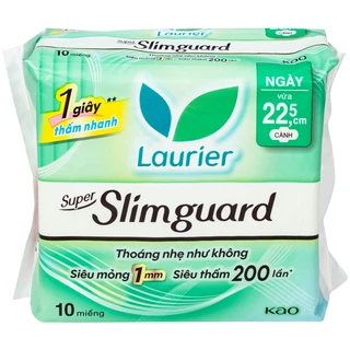 Băng vệ sinh Laurier Super Slimguard Kao siêu thấm và mỏng nhẹ (1mm - 10 miếng)
