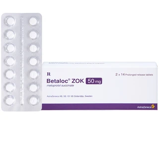 Thuốc Betaloc Zok 50mg AstraZeneca điều trị tăng huyết áp (2 vỉ x 14 viên)