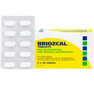 Thuốc Briozcal Bridge Healthcare dự phòng và điều trị thiếu hụt calci, vitamin D3 (3 vỉ x 10 viên)