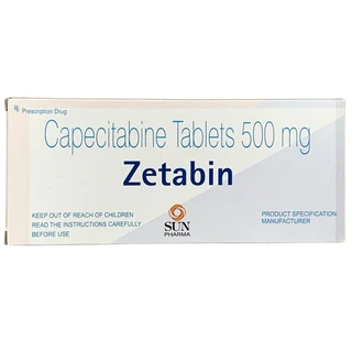 Thuốc Zetabin 500mg Sun Pharma điều trị ung thư đại tràng, ung thư vú, ung thư dạ dày (10 vỉ x 10 viên)