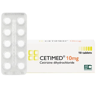 Thuốc Cetimed 10mg Medochemie điều trị triệu chứng viêm mũi dị ứng (1 vỉ x 10 viên)