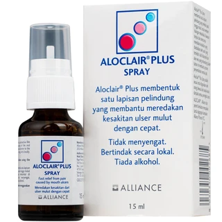 Chai xịt nhiệt miệng, tay chân miệng Aloclair Plus 15ml hỗ trợ điều trị các vết thương trong khoang miệng