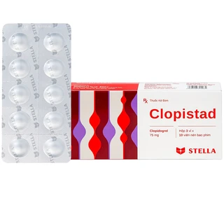Thuốc Clopistad 75mg Stella phòng ngừa các biến cố do huyết khối động mạch (3 vỉ x 10 viên)
