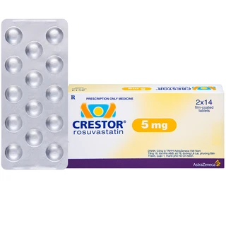 Thuốc Crestor 5mg AstraZeneca điều trị tăng cholesterol máu nguyên phát (2 vỉ x 14 viên)