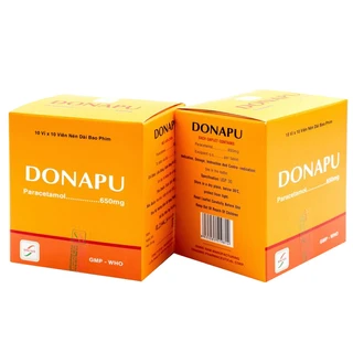 Thuốc Donapu 650mg Đông Nam điều trị các chứng đau và sốt từ nhẹ đến vừa (10 vỉ x 10 viên)