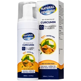Dung dịch vệ sinh phụ nữ dạng bọt Natural Feminine Curcumin làm sạch, khử mùi, kháng khuẩn (160ml)