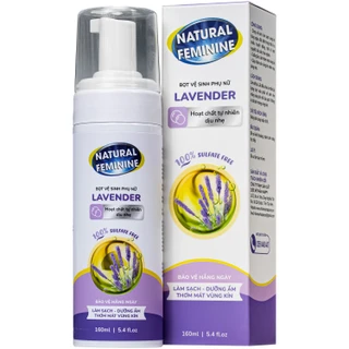 Dung dịch vệ sinh phụ nữ dạng bọt Natural Feminine Lavender làm sạch và bảo vệ vùng kín, duy trì cân bằng pH (160ml)
