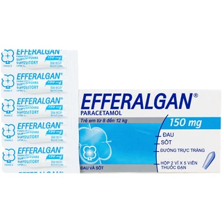 Thuốc đặt trực tràng Efferalgan 150mg UPSA SAS giảm đau, hạ sốt (2 vỉ x 5 viên)