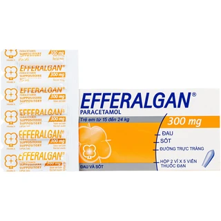 Thuốc đặt trực tràng Efferalgan 300mg UPSA SAS giảm đau, hạ sốt (10 viên)