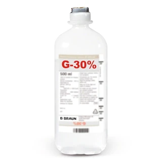 Dung dịch Glucose 30% B.Braun giảm tạm thời triệu chứng của tăng áp lực nội sọ, hôn mê hạ đường huyết (500ml)