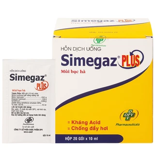Hỗn dịch uống Simegaz Plus OPV vị bạc hà, điều trị viêm loét dạ dày , tăng acid dạ dày (20 gói x 10ml)