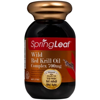 Viên uống bổ sung DHA, EPA cho cơ thể, hỗ trợ cải thiện trí nhớ và thị lực Spring Leaf Wild Red Krill Oil Complex 700mg (Lọ 60 viên)