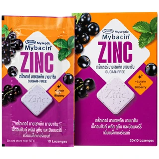 Kẹo ngậm bổ sung kẽm không đường hương nho đen Mybacin ZinC Plus (20 gói x 9.4g)