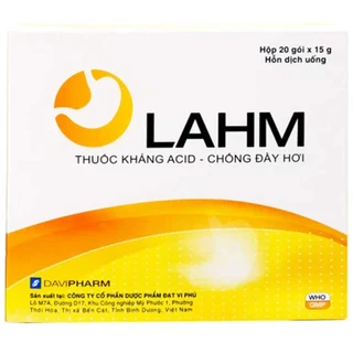 Hỗn dịch uống LAHM DaviPharm kháng acid, chống đầy hơi, ợ nóng, viêm thực quản, viêm dạ dày (20 gói x 15g)